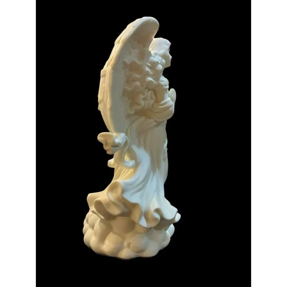 PartyLite White Angel of Hope Cherub With Girl Porcelain Taper Candle Holder